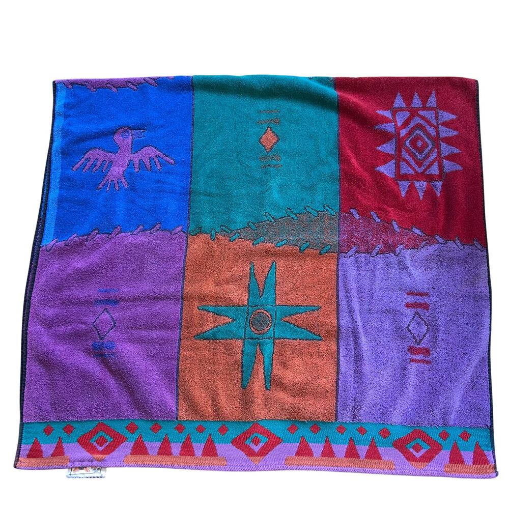 Vintage Royal Terry International beach towel Southwestern Aztec geometric